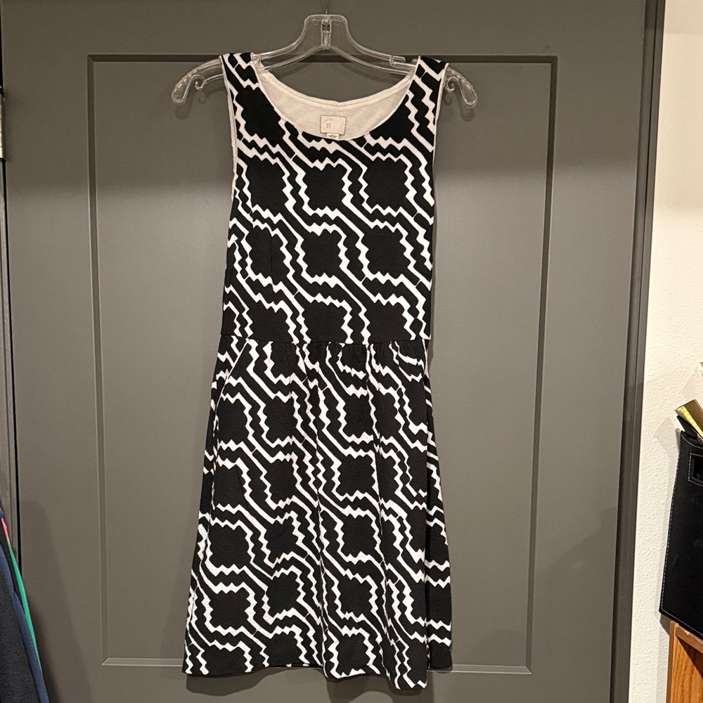 Anthropologie Black and White Geometric Mini Dress